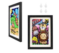 Cainor Wooden Picture Frame Children's Drawing A4 Pack of 2,36×25 Front Opening Picture Frame Multiple Pictures of Children Art Photo Frame Put on Photo Wall or On Table-Black