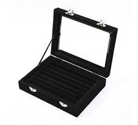 CAINV 12/24 griglie orologio organizzatore collana orecchino anello scatola di immagazzinaggio multifunzione velluto display gioielli regali da donna Grande capacità(Black Ring box)