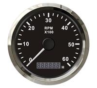 CAINV Contagiri Automatici 0-6000 Giri/min Misuratori di Rivoluzione 12v/24v con retroilluminazione Rossa Gialla e contaore for Camper e Barche universali Facile da Leggere(Noir)