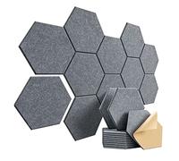 CAIONPLE 1 set di acustici autoadesivi in schiuma fonoassorbenti, 30,5 x 25,4 x 0,4, esagonali, grigio scuro