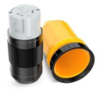 CAIONPLE 50 AMP di alimentazione per Twist Lock spina con copertura per barca, nero e , 125/250 V, porta di bloccaggio femminile