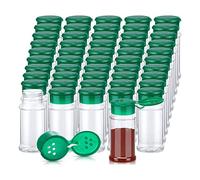 CAIONPLE 50 Barattoli per Spezie in Plastica con Coperchi Shaker Contenitori per Spezie Bottiglie per Spezie in Plastica Barattoli Shaker per Condimenti 3,3 Once/100 Ml Verde