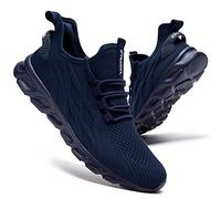 CAIQDM Scarpe da ginnastica da uomo, per il tempo libero, in rete, per camminare, palestra, tennis, leggere, traspiranti, sport, attività all'aperto, fitness, jogging, Un blu scuro, 42 2/3 EU