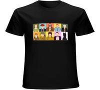 CAIQI WES Anderson Characters Movies Film Vintage T Shirt Short Sleeve Funny Top Black M