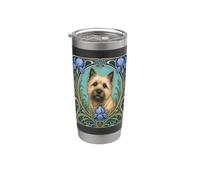 Cairn Terrier Cane Art Nouveau Iris Botanico Bicchiere termico in acciaio inox doppia parete