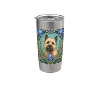 Cairn Terrier Cane Art Nouveau Iris Botanico Bicchiere termico in acciaio inox doppia parete