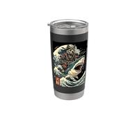 Cairn Terrier su uno squalo giapponese Samurai Kanagawa Wave Bicchiere termico in acciaio inox doppia parete