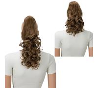 CAISHA 2 IN 1 30cm E 40cm Posticcio Treccia Portare I Codini Extensions Per I Capelli Voluminoso Ondulato Biondo Scuro H9-2