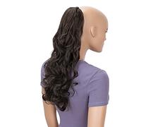 CAISHA 50cm Coda Di Cavallo Elena Con 2 Nastri Posticci Per Capelli Capelli Finti Riccioli Marrone Scuro HC3a-1