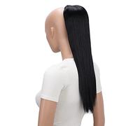 CAISHA 55cm Coda Capelli Nina Con Coulisse Capelli Extensions Finta Per Donna Posticcio Per Capelli Liscio Nero PH501