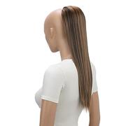 CAISHA 55cm Coda Capelli Nina Con Coulisse Capelli Extensions Finta Per Donna Posticcio Per Capelli Liscio Marrone Con Striature PH530