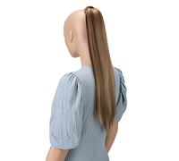 CAISHA 60cm Coda Capelli Hannah Con Chiusura Autoadesiva Capelli Extensions Finta Liscio Marrone Ramato Con Riflessi Marroni HCK20