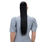 CAISHA 60cm Posticcio Per Capelli Hailey Con 2 Nastri Coda Di Cavallo Voluminoso Capelli Finti Liscio Nero HC9