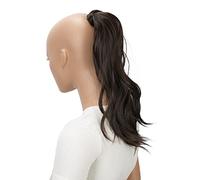 CAISHA Parrucchino Da 40cm Clip Su Coda Di Cavallo Estensione Leggermente Ondulato Con Chiusura Autoadesiva Marrone Cioccolato HCK203