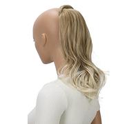 CAISHA Parrucchino Da 40cm Clip Su Coda Di Cavallo Estensione Leggermente Ondulato Con Chiusura Autoadesiva Mix Biondo HCK206