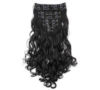 CAISHA XXL 45cm 8 Pezzi SET Clip In Extensions Extensions Per I Capelli Posticcio Voluminoso Ondulato Nero Naturale CES26-1