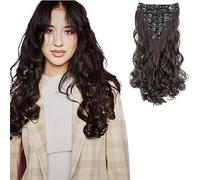CAISHA XXL 45cm 8 Pezzi SET Clip In Extensions Extensions Per I Capelli Posticcio Voluminoso Ondulato Marrone CES22-1