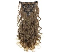 CAISHA XXL 45cm 8 Pezzi SET Clip In Extensions Extensions Per I Capelli Posticcio Voluminoso Ondulato Biondo Castano CES19-1