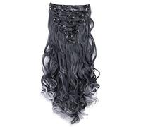 CAISHA XXL 45cm 8 Pezzi SET Clip In Extensions Extensions Per I Capelli Posticcio Voluminoso Ondulato Grigio Mix CES17-1