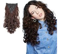 CAISHA XXL Set Da 8 Parti Clip In Extensions Extension Per Capelli Parrucchino Voluminosamente Ondulato Marrone CES109-1