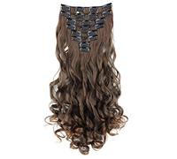 CAISHA XXL Set Da 8 Parti Clip In Extensions Extension Per Capelli Parrucchino Voluminosamente Ondulato Marrone Mix CES208-1