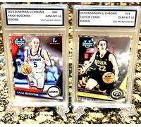 Caitlin Clark-Paige Bueckers 2023 Bowman U Graded Gem-Mt 10 Rookie Lot #34,#90