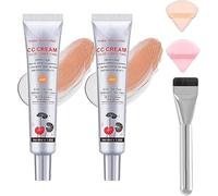 Caiucoco Cc Cream,Korean Color Changing Cc Cream,Korean Color Changing Foundation,2 In1 Skincare & Makeup,Multi-Purpose Skin Tone Adjusting Cc Cream Concealer Full Coverage (2 pcs-Dark color)