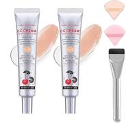 Caiucoco Cc Cream,Korean Color Changing Cc Cream,Korean Color Changing Foundation,2 In1 Skincare & Makeup,Multi-Purpose Skin Tone Adjusting Cc Cream Concealer Full Coverage (2 pcs-Light color)