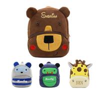 Caixiabeauty Zaino Cartoon Personalizzato for Bambini, Zaino Ricamato, Zaino Asilo for Ragazzi, Zaino Prescolare, Zaino Personalizzato for Bambini con Nome(Brown)