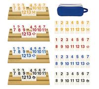 CAIXIANGYU Gioco di Rummy da Viaggio, 112 Tessere, 4 Supporti(Giallo) | Gioco di Rummy Compatto con 112 Tessere ABS e Borsa da Viaggio, per 2-4 Giocatori, Ideale per Viaggi, Campeggio e Famiglia