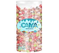 CAIYA DELICIOUS Cilindro Trasparente con Caramelle Rossana Ripiene Assortite Classiche, Pistacchio, Gianduia, Caramello e Cocco, MAXI FORMATO 2kg