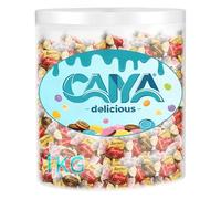 CAIYA DELICIOUS Cilindro Trasparente con Caramelle SperIari al Caffè 1kg - Maxi Scorta di Caramelle al Gusto Caffè - Barattolo Richiudibile Ideale per Casa, Ufficio, Regalo e Candy Bar