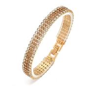 Caiyao Braccialetto tennis classico con strass brillanti multicolore alla moda per le donne, One Size, Rame, Nessuna pietra preziosa