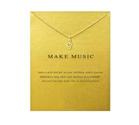 Caiyao Collana con ciondolo a forma di nota musicale classica, semplice e bella, per donne, amanti della musica, regali musicali, con biglietto di significato, 9*16mm, Zinco, Non pietra preziosa