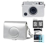 CAIYOULE Custodia per fotocamera Fujifilm Instax Mini EVO, Fuji Mini EVO, custodia con mini accessori salvaschermo e mini adesivo per bordo foto (argento)