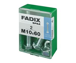 CAJA M 2 uds. TORNILLO METRICA CAB HEX +TUERCA CINC M10x60mm FADIX