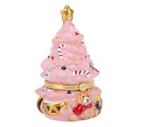 Cajas de baratijas de Navidad de cerámica, joya de árbol de Navidad con elegante bisagras elegantes versátiles con espacioso interior adecuado para frasco navideño o recipiente de