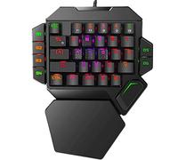 Cakce Tastiera da gioco meccanica RGB con una sola mano, tastiera da gioco professionale retroilluminata colorata con supporto per il poggiapolso,Tastiera meccanica a mano singola cablata USB per il