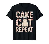 Cake Cat Repeat Carino Kawaii Festa di Compleanno Maglietta