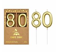 CAKE CODE Candele di compleanno classiche in oro 80 pollici da 7,9 cm, candele con numero dorato, candele con numero torta, celebrazione del partito