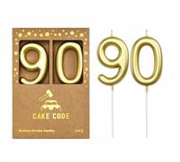 CAKE CODE Candele di compleanno classiche in oro 90 da 7,9 cm, candele con numero dorato, candele con numero torta, celebrazione del partito