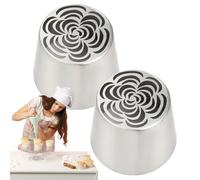 Cake Decorating Piping Tips Set, 2X Frosting Nozzles, Dishwasher Secure Baking Supplies for Cupcakes and Cakes, Christmas, Birthday, Wedding, Celebration Day, 2.19x1.75x1.73 inches