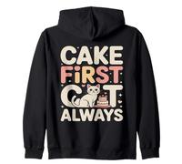 Cake First Cat è Sempre Carino, Compleanno, Amante dei Gatti Felpa con Cappuccio
