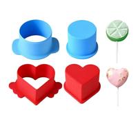 Cake Pop Press, Smooth Cakes Cutter Pusher Tool, Kids Baking Set Tools, Home Baking Accessories Set, Skewers Dessert, Ideal for Birthday Party Teaching Equipments, Red Blue