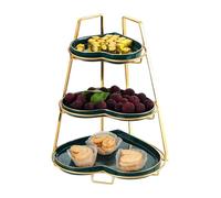 Cake Stand Alzata for Cupcake in Porcellana con Struttura in Metallo, 3 Livelli, Torre for Dessert Porta Torta