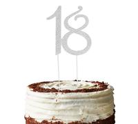 cake topper 18 anni di strass argento, 18th birthday decorazioni torta compleanno, numero 18 per torte decorativo per Compleanno o anniversario di matrimonio (18 Argento)