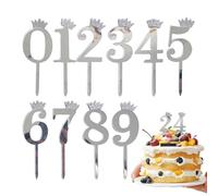 Cake Topper - Acrylic, 7.28x1.97in Topper Number Durable & Reusable | Elegant Party Cake Decoration Numbers Design, Number Cakes Toppers For Birthdays, Weddings, Graduations, Family Gathering