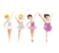 Cake Topper Ballerina per Compleanno in Pvc 4 Pezzi | Decorazione per Festa e Celebrazione, Bianco e Porpora, Stile Delicato Design Adorabile