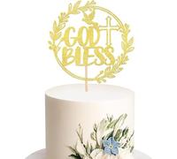 Cake Topper Battesimo Oro, Decorazione Torta Cresima, Topper Torta Prima Comunione, Decorazioni Tortas Battesimo, Decorazione Cresima per Tortas, Decorazioni Torte Comunione per Baby Shower (C)