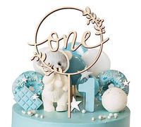 Cake Topper Compleanno 1 Anno Topper per Torta Legno Fiori Topper Cupcake Baby Shower Decorazioni Compleanno 1 Anno Bambini Nascita Anniversario Battesimo Comunione (A)
